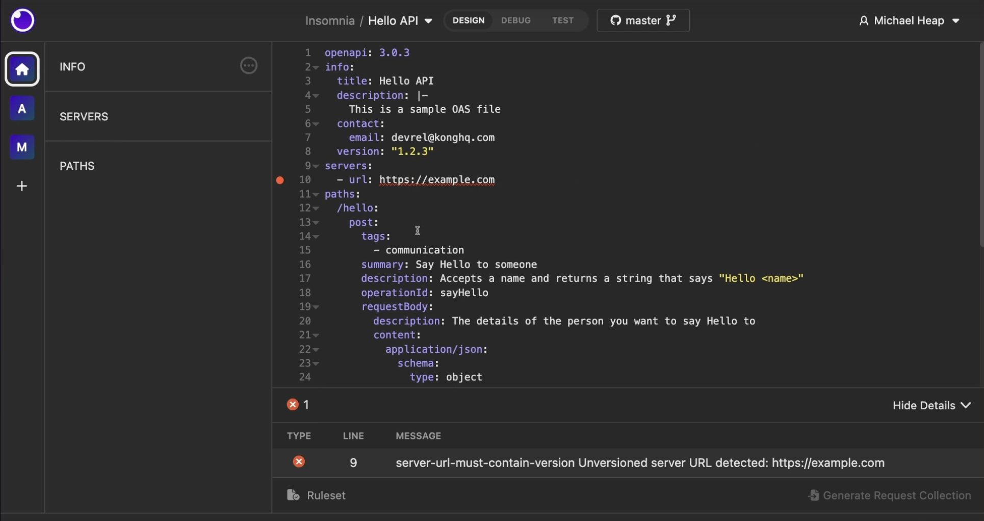 Example of Custom Linting Violation